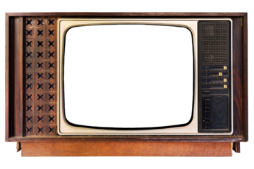 Vintage television - old TV with frame screen isolate for object, retro technology