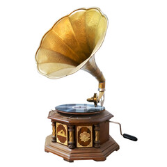 Vintage and classic gramophone isolate for object, retro technology