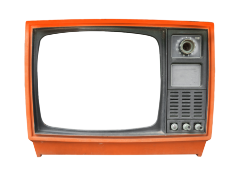 Retro television - old vintage TV with frame screen isolate  for object, retro technology