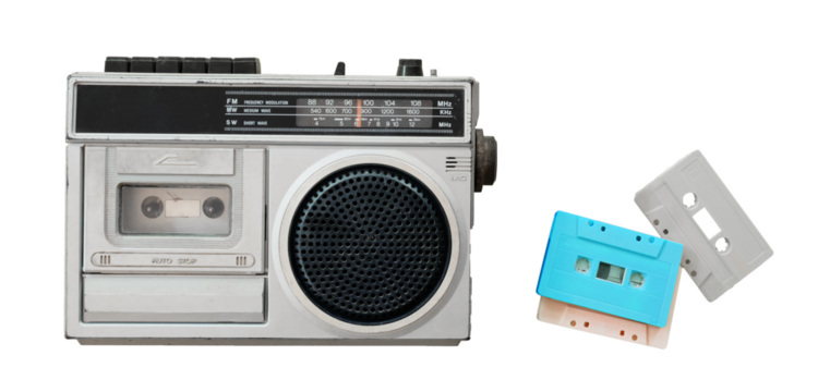 vintage radio and cassette player. retro technology