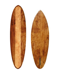 Vintage wood surfboard isolated for object, retro styles.