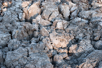 The natural texture of soil with cracks.