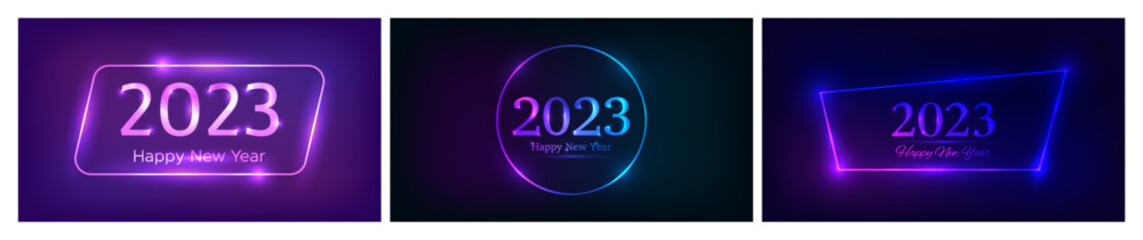 2023 Happy New Year neon background