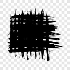 Black brush stroke in square form on transparent background