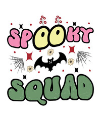 Groovy style Halloween typography t-shirt design, vintage typography t-shirt design, retro Halloween t-shirt design, groovy t-shirt design.