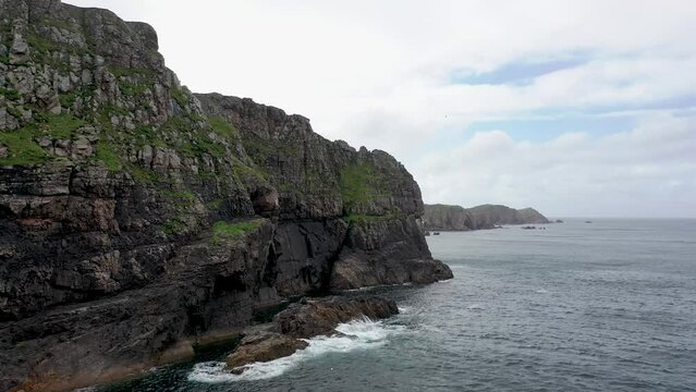 The cliffs and sea stacks at Port Challa on Tory Island, County Donegal, Ireland