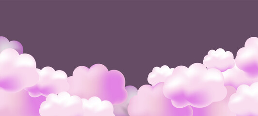 3D render background of pink clouds. Vector illustration for banner. 