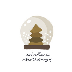 Winter holidays. Christmas card. Hand drawn illustration in cartoon style. Cute concept for xmas. Illustration for the design postcard, textiles, apparel, decor