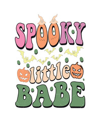 Groovy style Halloween typography t-shirt design, vintage typography t-shirt design, retro Halloween t-shirt design, groovy t-shirt design.