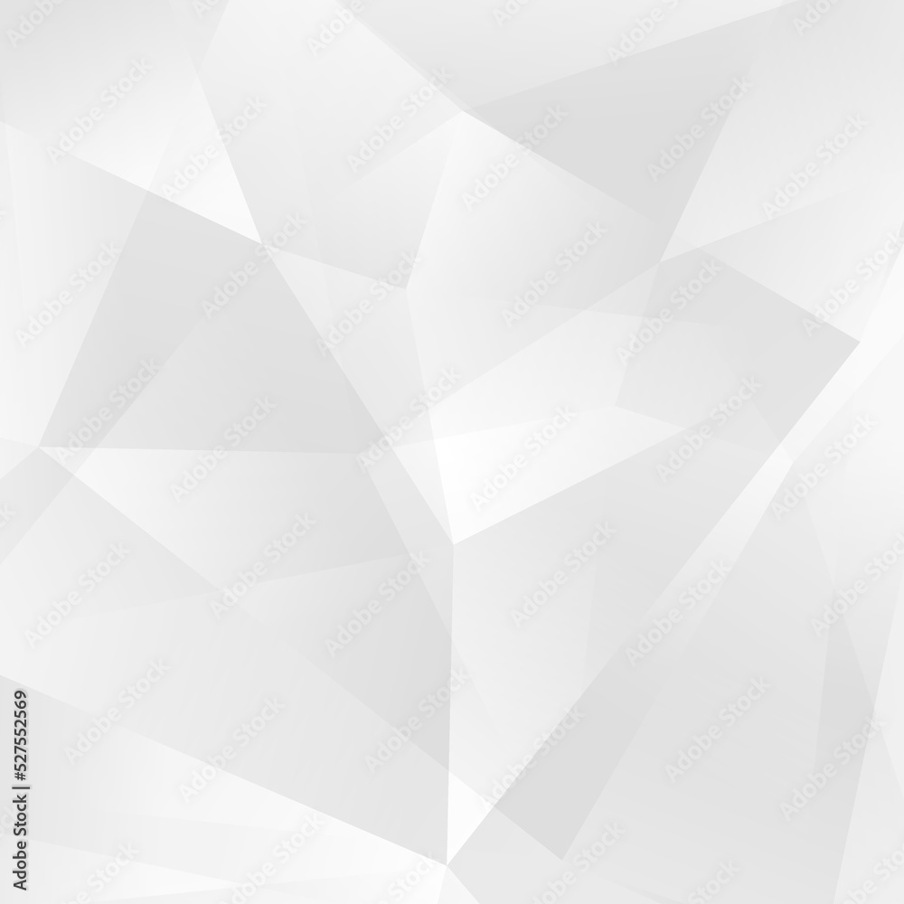 Poster Abstract white geometric background. Modern minimalist design. Vector illustration with triangles and lines. Monochrome light 3d futuristic design with polygonal diamond like shapes in whitegradient