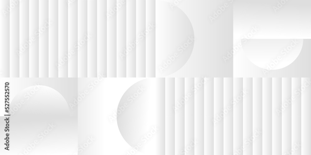 Poster Abstract white and gray gradient background. Modern minimalistic design. Vector illustration with simple shapes like circle, square, rectangle. Monochrome light 3d futuristic design
