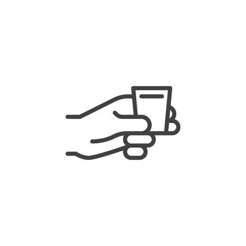 Hand with vodka shot line icon