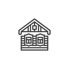 Wooden house line icon
