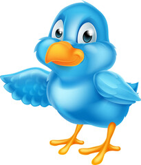 Cartoon Bluebird Pointing Wing