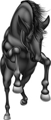 Fototapeta na wymiar Black rearing horse front