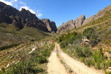 A dirt road near Du Toits Kloof Pass near Paarl, Western Cape, South Africa.