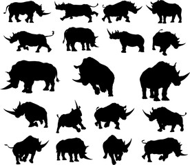 Rhino Animal Silhouettes