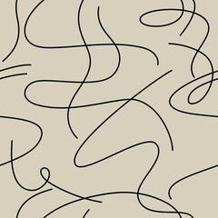 Trendy beige vector random line seamless pattern. Abstract geometric backdrop illustration. Wallpaper, graphic background, fabric, textile, print, wrapping paper or package design.