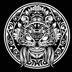 owl mask shaman illustration vector