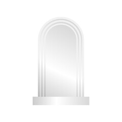 A simple podium stands 3D vector with a white shape. Background or frame is a different step. The podium can be put text or products on the podium.