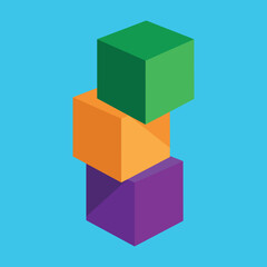 Obraz premium Three children's cubes one on top of the other