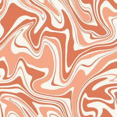 Abstract weaves seamless vector pattern. 60’s, 70’s style hippie background with waves, psychedelic groovy texture. Perfect for textile, wallpaper or print design.