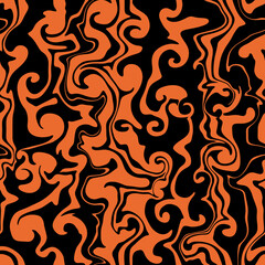Abstract Halloween weaves seamless vector pattern. 60’s, 70’s style hippie background with waves, psychedelic groovy texture. Perfect for textile, wallpaper or print design.
