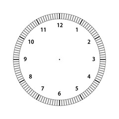 Watch in classic design with blank dial. Analog watch face for simple clock, vector illustration.