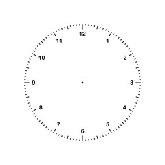 Watch in classic design with blank dial. Analog watch face for simple clock, vector illustration.