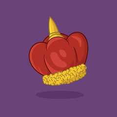 Illustration of a red crown on a purple background