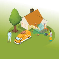 Home Pest control service isometric 3d vector illustration concept for banner, website, illustration, landing page, flyer, etc.