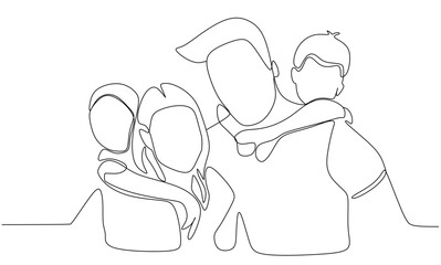 one line parent and child happy family concept single continuous line isolated on white background