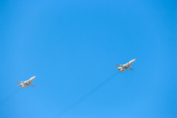 Saint-Petersburg, Russia. Flying display and aerobatic show of the Russian Military Air Force.