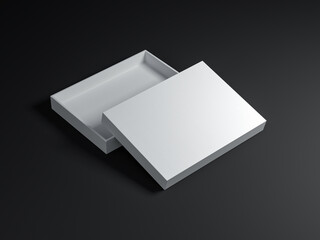 Open White Box Mockup on black background, 3d rendering