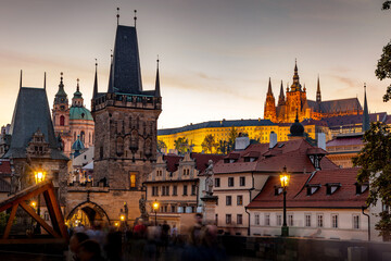 Fototapeta premium Prague, Czech Republic. Charles Bridge (Karluv Most - in czech) and Old Town Tower.