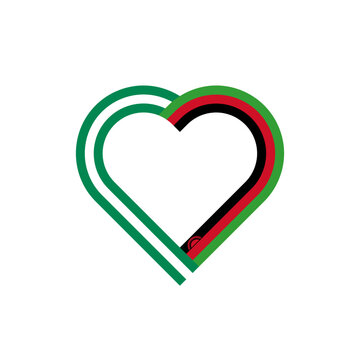 recommend clip art: friendship concept. heart ribbon icon of nigeria and malawi flags. vector illustration isolated on white background
