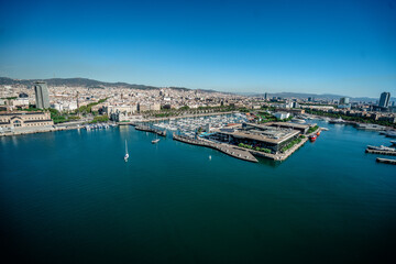 Fototapeta na wymiar Panorama of Barcelona. City and port. Sunny day