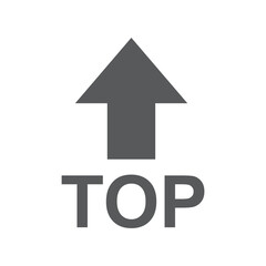 The word "top" with an arrow pointing up above it.