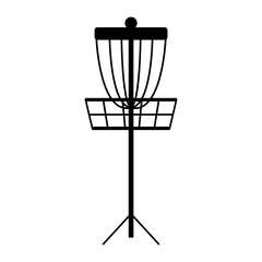 Disc golf basket icon. Vector outline illustration isolated on white background