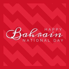 Composition of bahrain national day text over red background