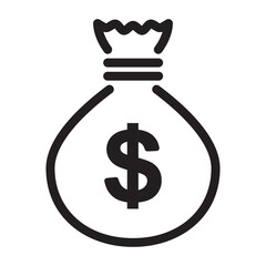Money bag line icon. sack of money outline illustration