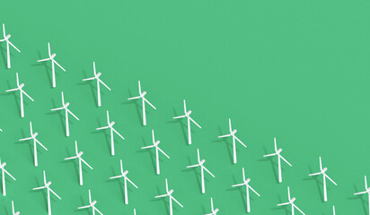 Wind turbine isometric background pattern. Green energy concept. 3D Rendering © ink drop
