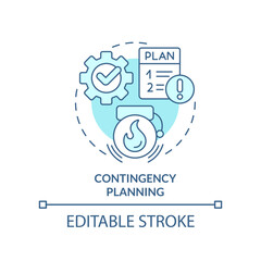 Contingency planning turquoise concept icon. Risk management. Business strategy type abstract idea thin line illustration. Isolated outline drawing. Editable stroke. Arial, Myriad Pro-Bold fonts used