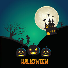 Halloween background with house