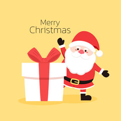 Cute Santa claus cartoon vector. Merry Christmas and happy new year greeting poster. Holiday cartoon character.