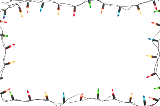 Christmas lights bulb frame decoration. isolated for design