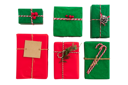 Christmas present gift boxes collection with tag for Merry Christmas and New year holiday. for design.
