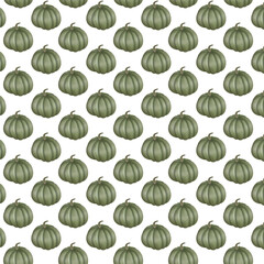 Autumn Gardening Pumpkins Seamless Pattern PNG Design on transparent background