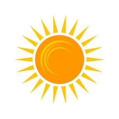 Yellow shining sun icon