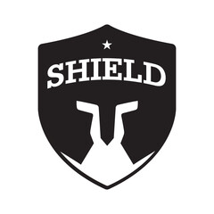 Shield Armor Spartan warrior helmet logo negative space